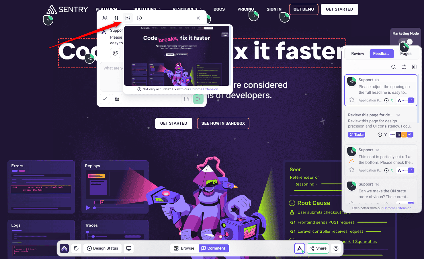 Captured screenshot with the commented area highlighted