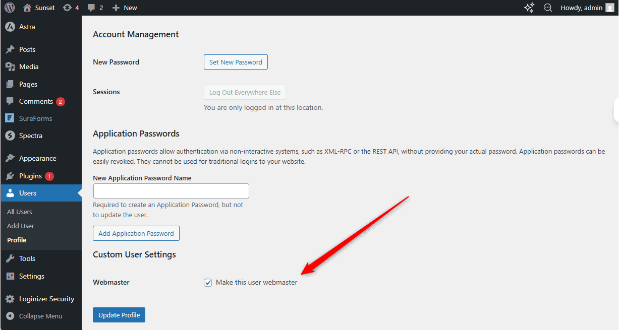 Auto-login switched on inside the WordPress plugin