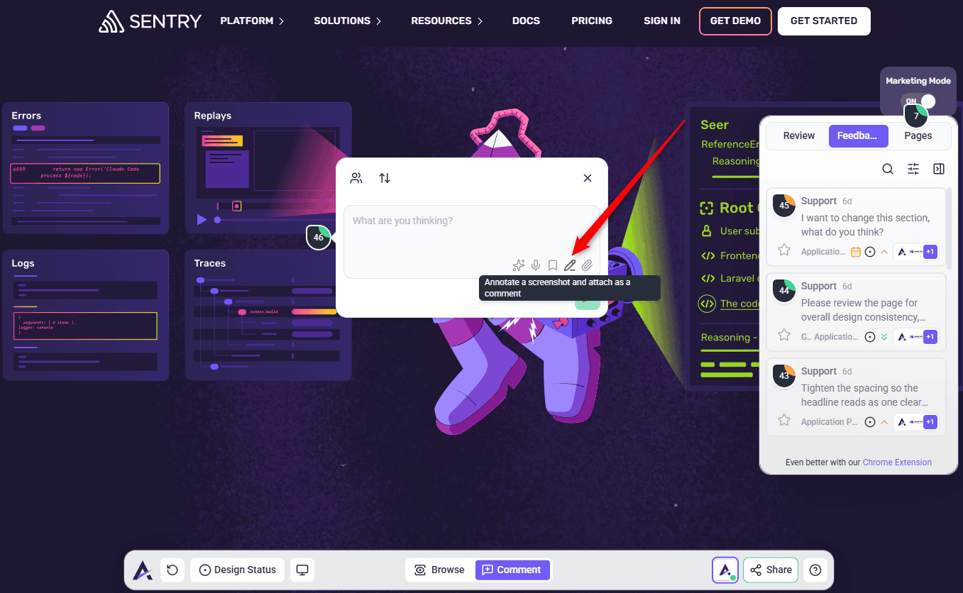 Pencil tool selected to begin annotating