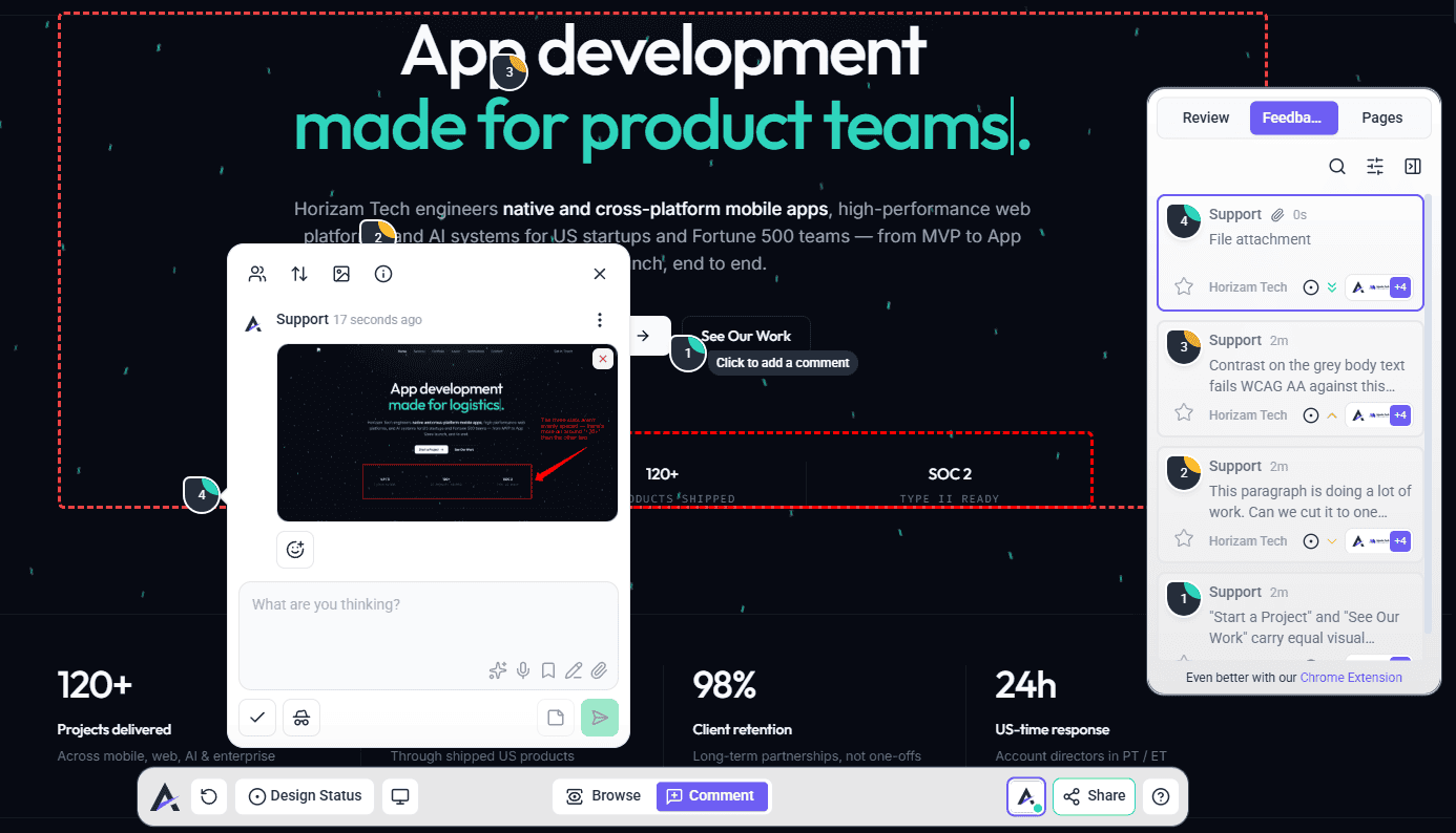 Task popover with a published annotation marked in red