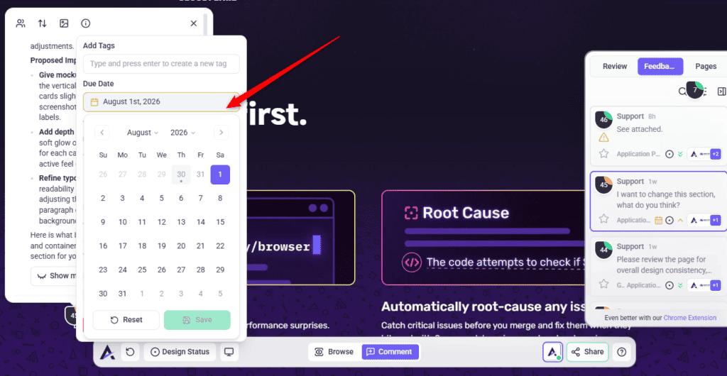 The same due date field in Collaborate