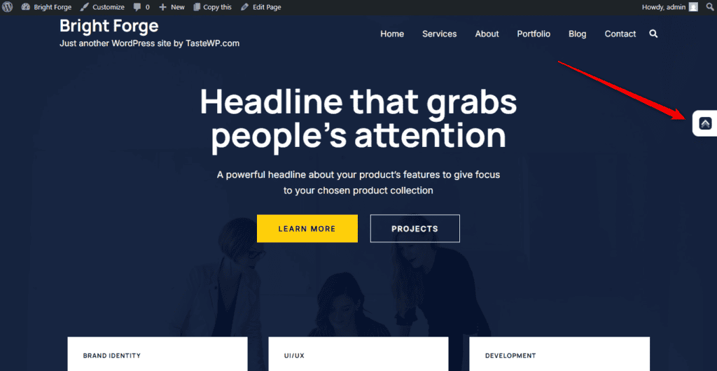The Atarim collaboration launcher in the WordPress sidebar