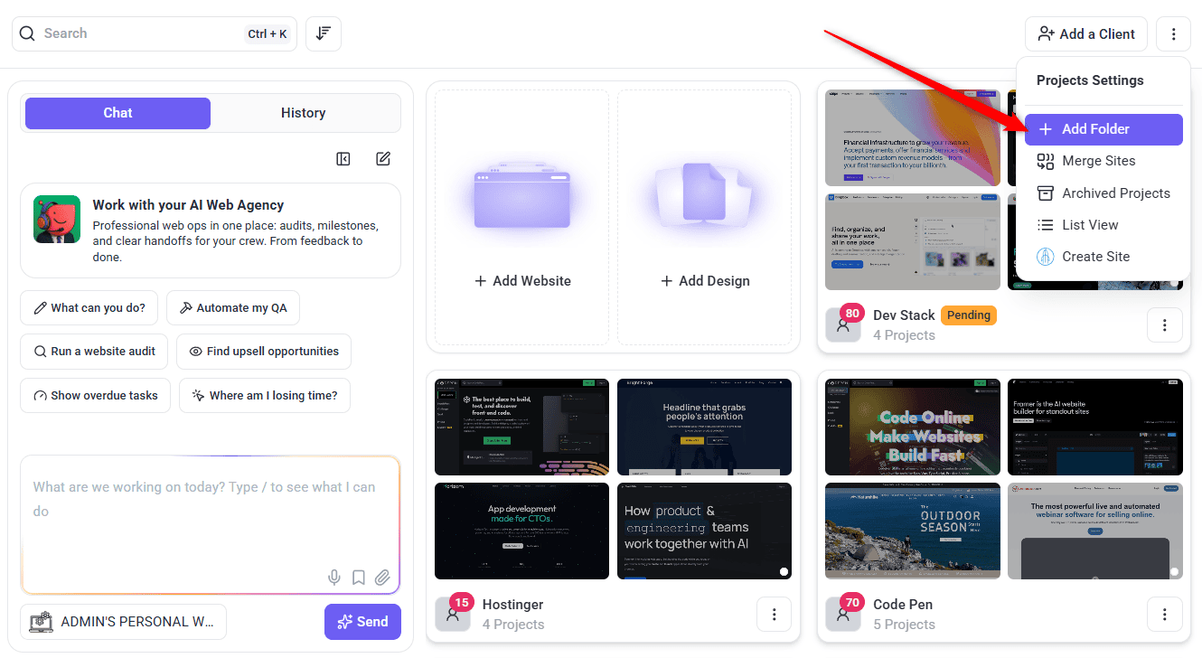 Creating a folder directly