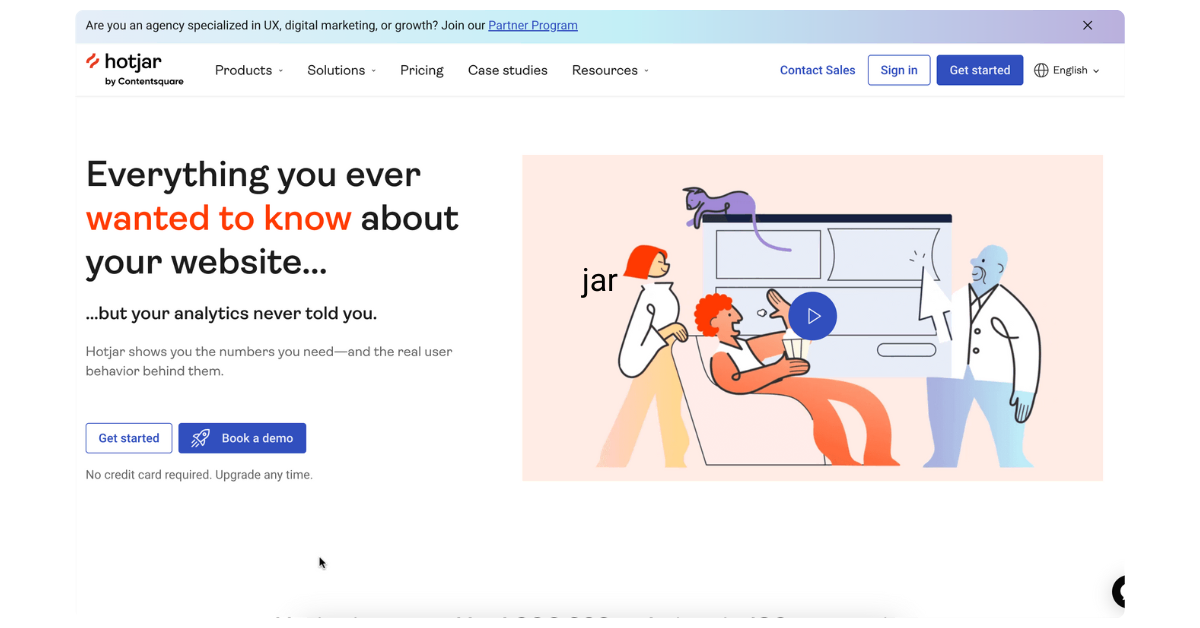 Hotjar website feedback widget with heatmaps and session recordings