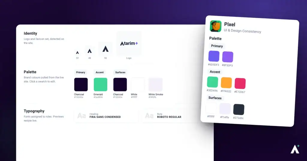 Atarim design review board with feedback tasks grouped by status