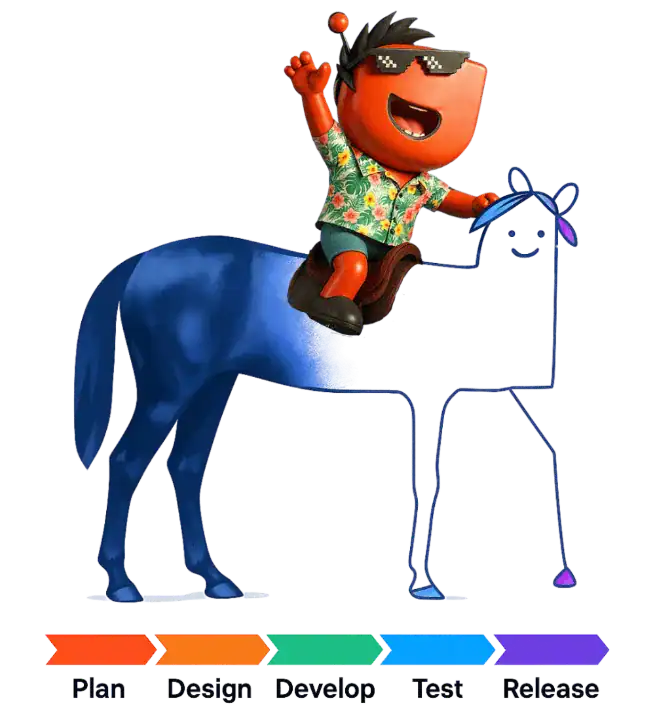 A half-built horse: the front is still a rough sketch while the back is fully rendered