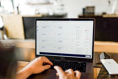 Macbook pro with business information