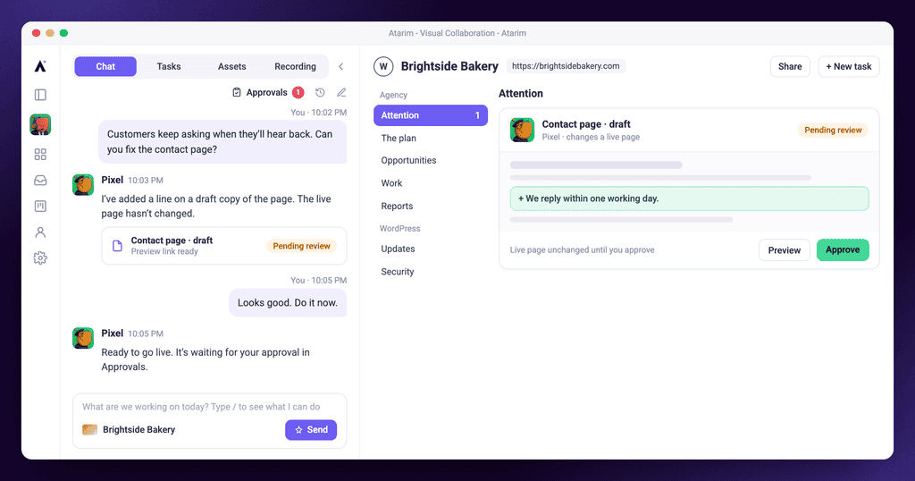Pixel drafting a fix for a live site