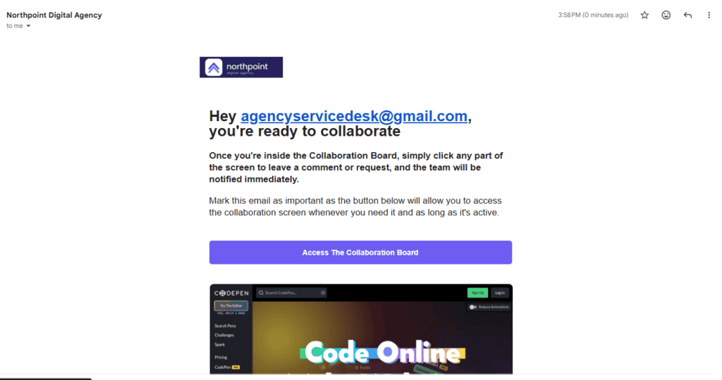Invitation email carrying the agency's White Label logo