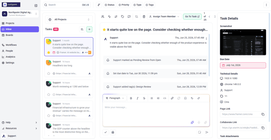 Product requests being worked in the Inbox