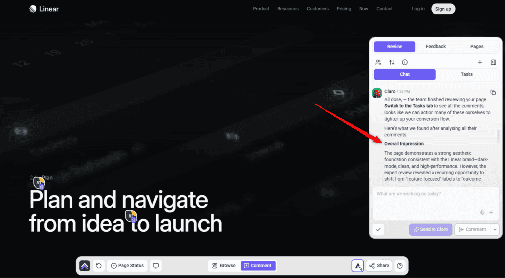 Claro's Strategic Overview stage of a review