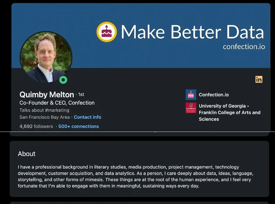 keyword optimized summary on linkedin profile example