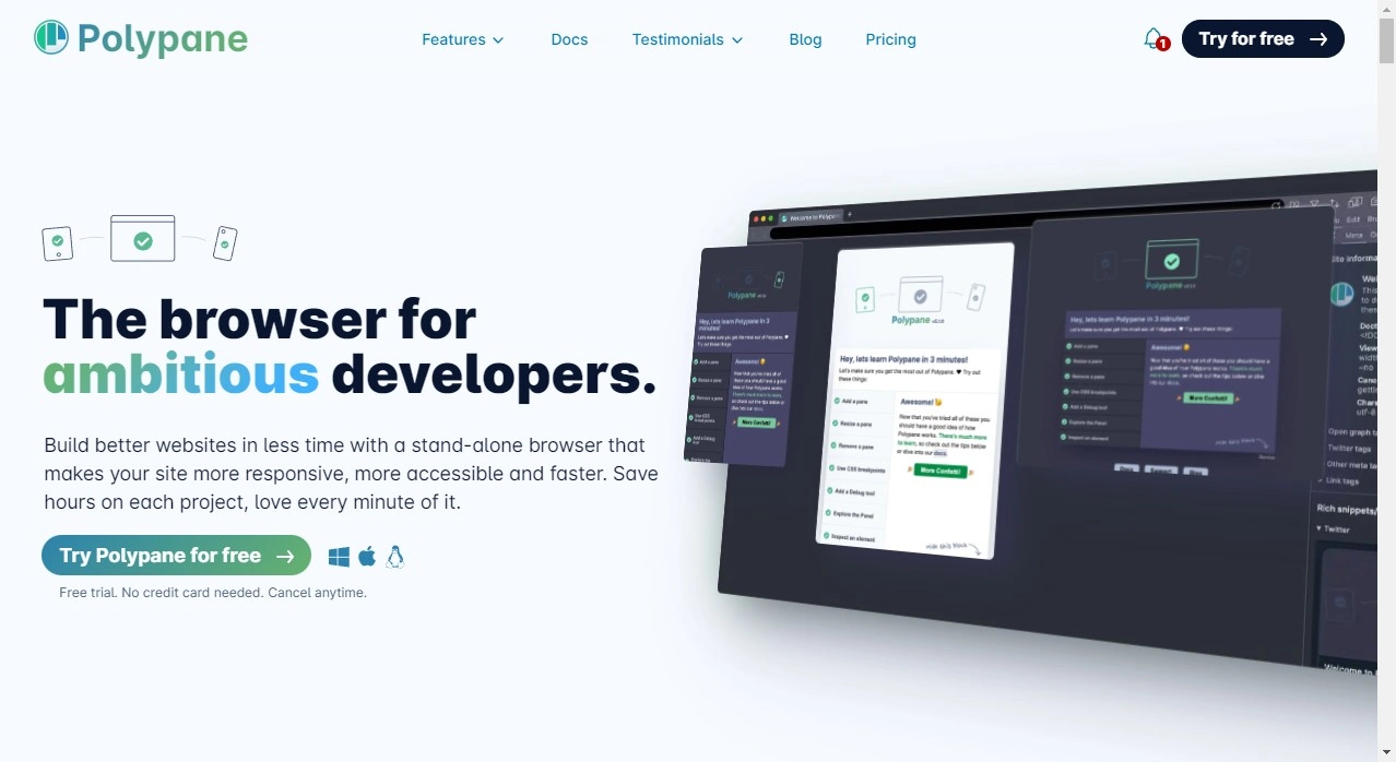 polypane browser homepage